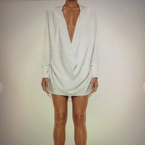 PEACE + LOVE ivory satin cowl mini dress